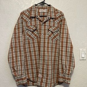 Levis Long Sleeve Twill Plaid Western Pearl Snap Button Up Shirt